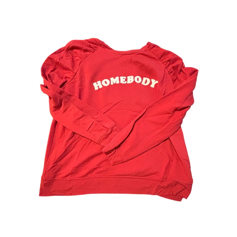 Maurices Red Homebody Chenille Graphic Puff Sleeve Sweatshirt Medium